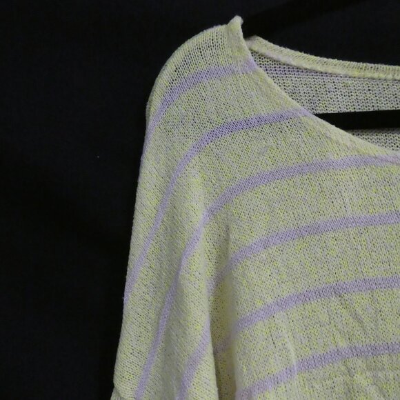 FLUO | medium | Vibrant Yellow and Grey Striped Long Sleeve Top - Picture 3 of 16